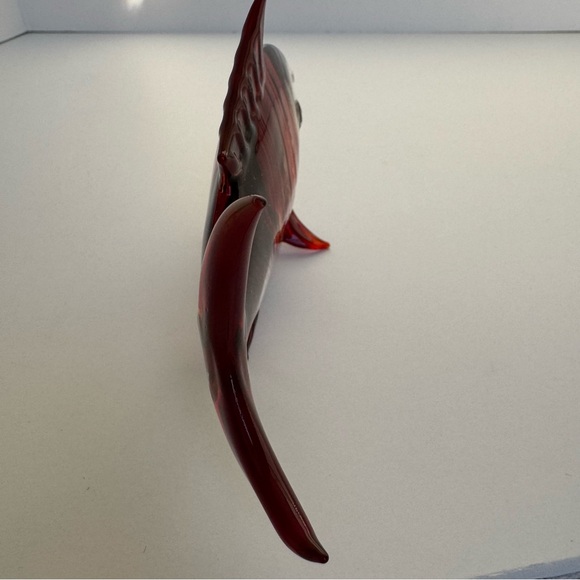 Vintage Hand Blown Red Black Stripe Glass Fish Sculpture 6" - Picture 8 of 16